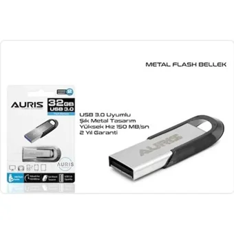 Auris Şifreli Mini USB 3.0 Usb Type-A 32 GB Flash Bellek Gümüş