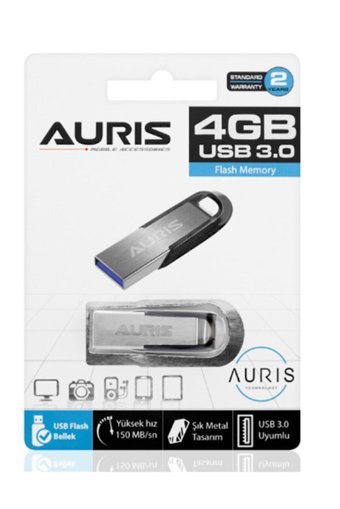 Auris TYC00192894212 Şifreli Mini USB 3.0 Usb Type-A 4 GB Flash Bellek Gümüş