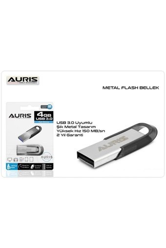 Auris TYC00192894212 Şifreli Mini USB 3.0 Usb Type-A 4 GB Flash Bellek Gümüş
