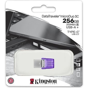 Kingston Data Traveler Dtduo3Cg3 Çift Taraflı USB 3.2 Usb Type-A Type-C 256 GB Flash Bellek Gümüş