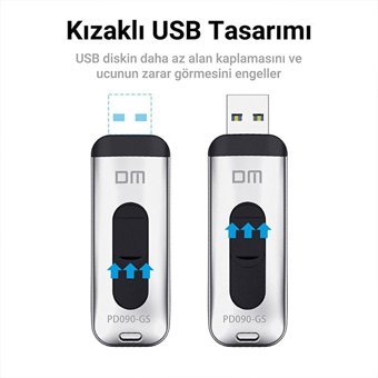 DM PD090 USB 3.0 Usb Type-A 32 GB Flash Bellek Gümüş