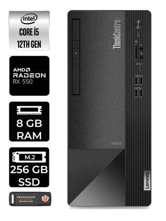 Lenovo Thinkcentre Neo 50T 11SE00BPTX Harici Radeon RX 550 Intel Core i5 12400 8 GB Ram 256 GB SSD Tower Windows 11 Pro Masaüstü Oyuncu Bilgisayarı + PER4 BELLEK