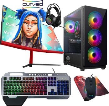 Turbox TX4545 Harici Radeon RX 560 AMD Ryzen 5 4500 32 GB Ram DDR4 1 TB SSD Tower FreeDos 23.6 inç Monitörlü Masaüstü Oyuncu Bilgisayarı