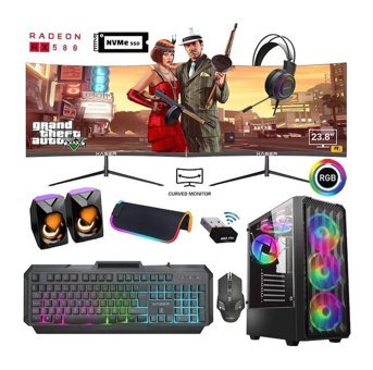 Xaser XSR752 Harici Radeon RX 580 Intel Core i5 4570 16 GB Ram 256 GB SSD Tower FreeDos 24 inç Monitörlü Masaüstü Oyuncu Bilgisayarı