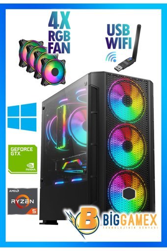 Biggamex CK61 Harici GeForce RTX 3050 AMD Ryzen 5 5500 32 GB Ram 512 GB SSD Tower FreeDos Masaüstü Oyuncu Bilgisayarı
