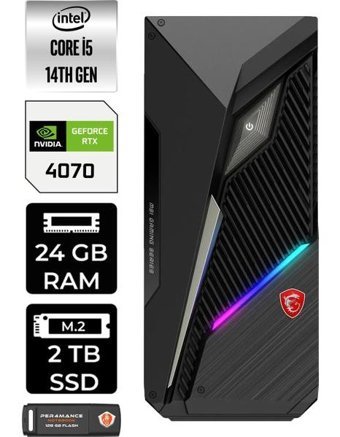 MSI Mag Infinite S3 14NUE51839EUP314 Harici GeForce RTX 4070 Intel Core i5 14400F 24 GB Ram 2 TB SSD Tower Windows 11 Home Masaüstü Oyuncu Bilgisayarı + PER4 BELLEK