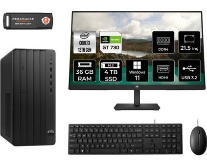 Hp Pro 290 G9 6D3A1EAMNT2385 Harici GeForce GT 730 Intel Core i3 12100 36 GB Ram 4 TB SSD Tower Windows 11 Home 21.5 inç Monitörlü Masaüstü Oyuncu Bilgisayarı + PER4 BELLEK