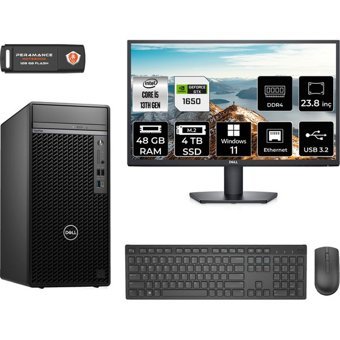 Dell Optiplex 7010MT N010O7010MTUMNT4445 Harici GeForce GTX 1650 Intel Core i5 13500 48 GB Ram 4 TB SSD Tower Windows 11 Pro 23.8 inç Monitörlü Masaüstü Oyuncu Bilgisayarı + PER4 BELLEK