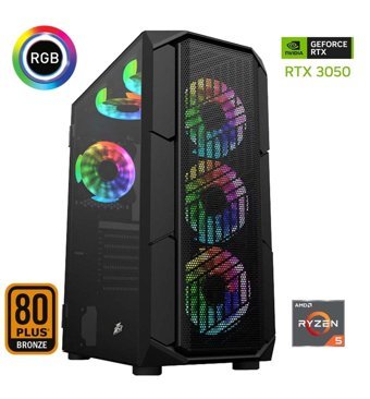 Xaser XSR589 Harici GeForce RTX 3050 AMD Ryzen 5 5600 16 GB Ram 512 GB SSD Tower FreeDos Masaüstü Oyuncu Bilgisayarı