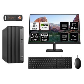 Hp Pro 400 G9 M9EAD495 Harici GeForce GT 1030 Intel Core i7 12700 48 GB Ram 4 TB SSD Tower FreeDos 21.5 inç Monitörlü Masaüstü Oyuncu Bilgisayarı