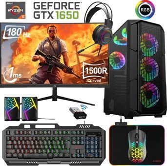 Xaser XSR470 Harici GeForce GTX 1650 AMD Ryzen 5 5600 16 GB Ram 256 GB SSD Tower FreeDos 24 inç Monitörlü Masaüstü Oyuncu Bilgisayarı