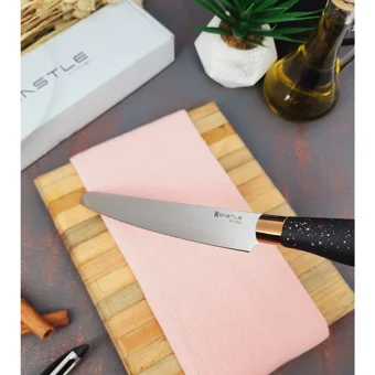 Castle Kitchen Black Copper Serisi 3 Lü Mutfak Bıçak Seti ( Santaku - Ekmek - Sebze )