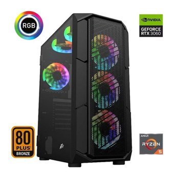 Xaser XSR601 Harici GeForce RTX 3060 AMD Ryzen 5 5600 16 GB Ram 512 GB SSD Tower FreeDos Masaüstü Oyuncu Bilgisayarı