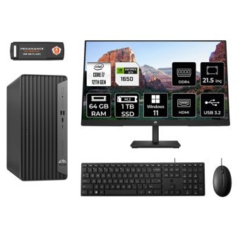 Hp Pro 400 G9 M9EAD748 Harici GeForce GTX 1650 Intel Core i7 12700 64 GB Ram 1 TB SSD Tower Windows 11 Pro 21.5 inç Monitörlü Masaüstü Oyuncu Bilgisayarı