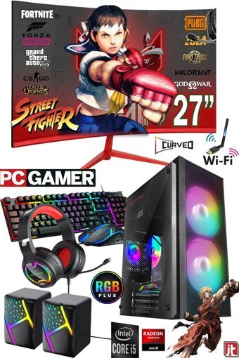 Jetucuzal GX376 Harici Radeon R7 240 Intel Core i5 6500 16 GB Ram 512 GB SSD Tower FreeDos 27 inç Monitörlü Masaüstü Oyuncu Bilgisayarı