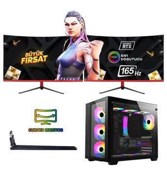 Ramtech FF Prime R550 Ekstra Harici GeForce RTX 4060 AMD Ryzen 5 5500 8 GB Ram 1 TB SSD Tower FreeDos 23.6 inç Monitörlü Masaüstü Oyuncu Bilgisayarı