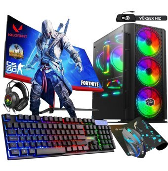 Biggamex TR59 Harici GeForce GTX 1650 Intel Core i5 3470 16 GB Ram 1 TB HDD + 256 GB SSD Tower FreeDos 23.8 inç Monitörlü Masaüstü Oyuncu Bilgisayarı