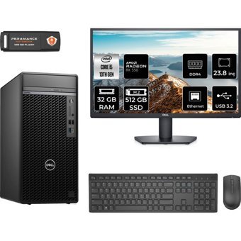 Dell Optiplex 7010MT N010O7010MTUMNT1327 Harici Radeon RX 550 Intel Core i5 13500 32 GB Ram 512 GB SSD Tower FreeDos 23.8 inç Monitörlü Masaüstü Oyuncu Bilgisayarı + PER4 BELLEK