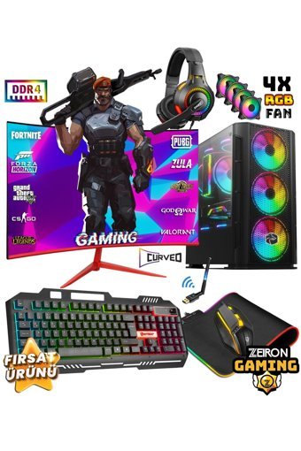 Zeiron NCX20 I5 Harici GeForce RTX 3050 Intel Core i5 12400F 32 GB Ram 512 GB SSD Tower FreeDos 24 inç Monitörlü Masaüstü Oyuncu Bilgisayarı