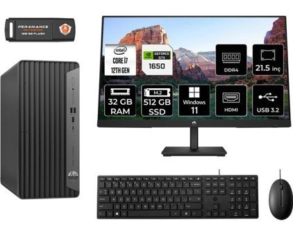 Hp Pro 400 G9 6U3M9EAMNT4427 Harici GeForce GTX 1650 Intel Core i7 12700 32 GB Ram 512 GB SSD Tower Windows 11 Pro 21.5 inç Monitörlü Masaüstü Oyuncu Bilgisayarı + PER4 BELLEK