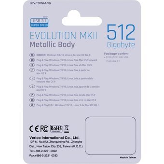 Verico Evolution Mkıı USB 3.1 Usb Type-A 512 GB Flash Bellek Siyah Mavi