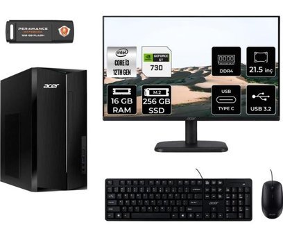 Acer Aspire TC1760 DT.BHUEM.004 DTBHUEM004MNT2311 Harici GeForce GT 730 Intel Core i3 12100 16 GB Ram 256 GB SSD Tower FreeDos 21.5 inç Monitörlü Masaüstü Oyuncu Bilgisayarı + PER4 BELLEK
