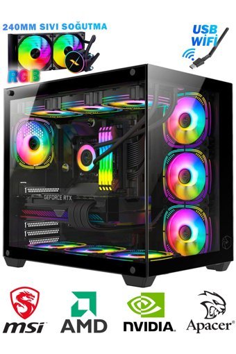 Biggamex Aqua AG01 Harici GeForce RTX 3050 AMD Ryzen 5 5600 16 GB Ram 512 GB SSD Tower FreeDos Masaüstü Oyuncu Bilgisayarı