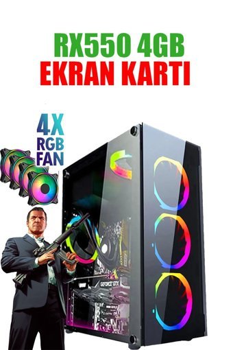 Dmc N159X Harici Radeon RX 550 Intel Core i5 3470 16 GB Ram GDDR5 256 GB SSD Tower FreeDos Masaüstü Oyuncu Bilgisayarı