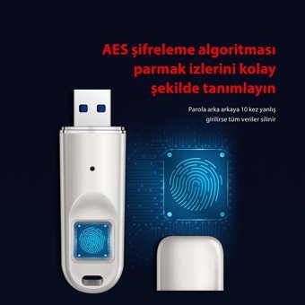 DM FD069 Şifreli USB 3.0 Usb Type-A 128 GB Flash Bellek Gümüş
