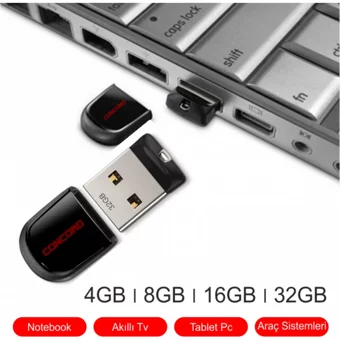 Concord Mini USB 2.0 Usb Type-A 32 GB Flash Bellek Siyah