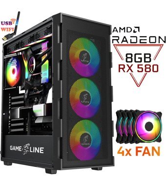 Gameline RX30 Harici Radeon RX 580 AMD Ryzen 5 4500 16 GB Ram 500 GB SSD Tower FreeDos Masaüstü Oyuncu Bilgisayarı