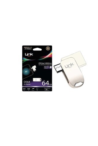 Linktech D640 Premium Dual Mini Çift Taraflı USB 3.0 Usb Type-C 64 GB Flash Bellek Gümüş