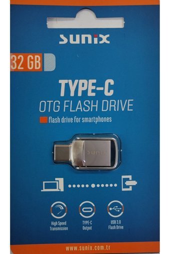 Sunix Çift Taraflı USB 3.0 Usb Type-C 32 GB Flash Bellek Gümüş
