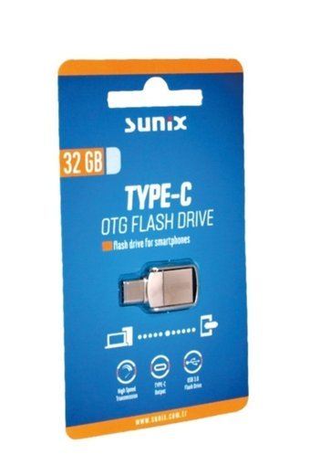 Sunix Çift Taraflı USB 3.0 Usb Type-C 32 GB Flash Bellek Gümüş