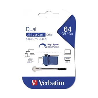 Verbatim Mini Çift Taraflı USB 3.2 Usb Type-C 64 GB Flash Bellek Siyah