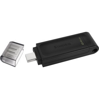 Kingston Data Traveler DT70 USB 3.2 Usb Type-C 64 GB Flash Bellek Siyah
