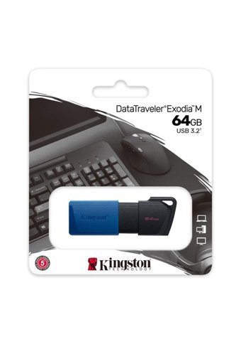 Kingston Data Traveler Exodia M USB 3.2 Usb Type-A 64 GB Flash Bellek Mavi Siyah