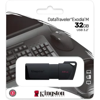 Kingston Data Traveler Exodia M USB 3.2 Usb Type-A 32 GB Flash Bellek Siyah