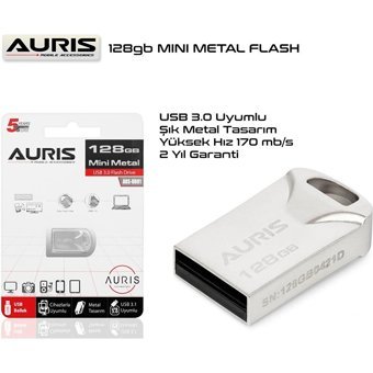 Auris Mini USB 3.0 Usb Type-A 128 GB Flash Bellek Gri