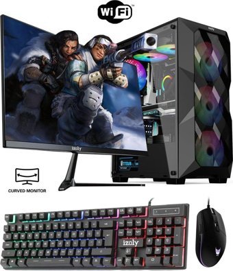 Izoly Cleffa X Harici GeForce RTX 2060 Super Intel Core i3 10100F 16 GB Ram 256 GB SSD Tower FreeDos 24 inç Monitörlü Masaüstü Oyuncu Bilgisayarı