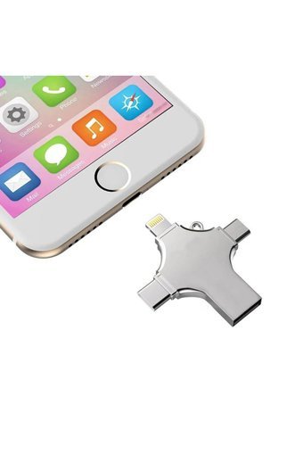 Baychip 4 In 1 BYL25 Şifreli Çift Taraflı USB 3.0 Lightning Usb Type-C Usb Micro-B 32 GB Flash Bellek Gri