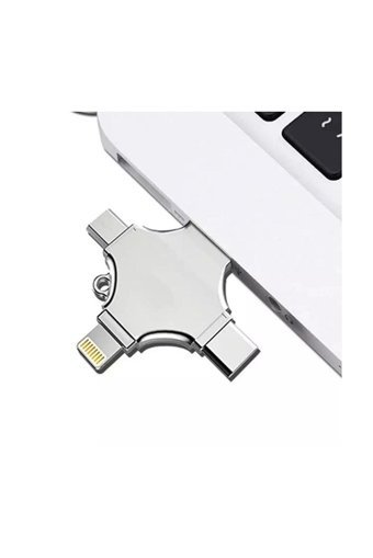 Baychip 4 In 1 BYL25 Şifreli Çift Taraflı USB 3.0 Lightning Usb Type-C Usb Micro-B 32 GB Flash Bellek Gri