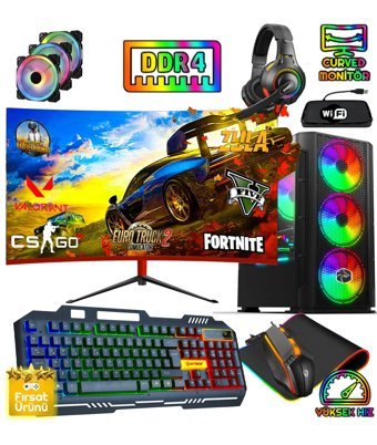 Biggamex SX52 Harici Radeon RX 580 Intel Core i5 10400F 32 GB Ram 1 TB HDD + 256 GB SSD Tower FreeDos 23.8 inç Monitörlü Masaüstü Oyuncu Bilgisayarı