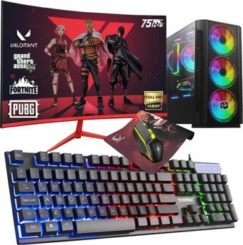 Zeiron SX75 Dahili Intel HD Graphics 4500 Intel Core i7 860 8 GB Ram 256 GB SSD Tower FreeDos 23.8 inç Monitörlü Masaüstü Oyuncu Bilgisayarı