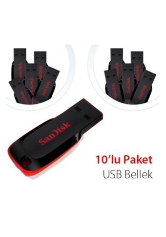 Sandisk Cruzer Blade Sdcz50-032G-B35 USB 2.0 Usb Type-A 32 GB Flash Bellek Siyah 10 Adet