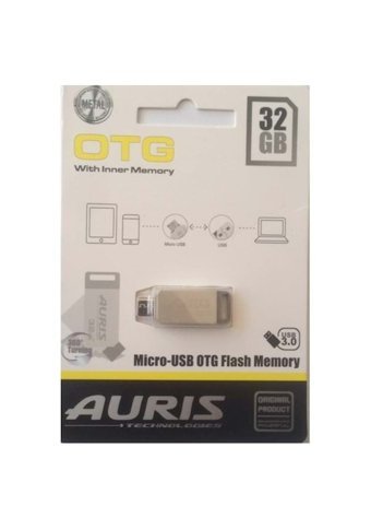 Auris Şifreli Mini Çift Taraflı USB 3.0 Usb Type-A 32 GB Flash Bellek Gümüş