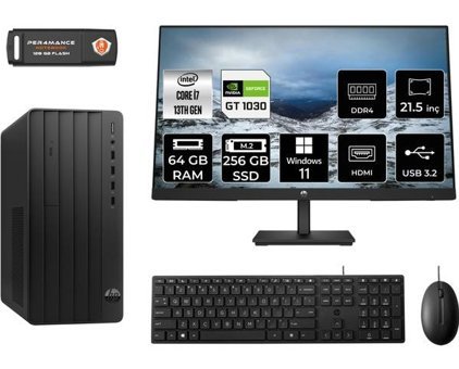 Hp Pro 290 G9 8T2X2ESMNT3396 Harici GeForce GT 1030 Intel Core i7 13700 64 GB Ram 256 GB SSD Tower Windows 11 Home 21.5 inç Monitörlü Masaüstü Oyuncu Bilgisayarı + PER4 BELLEK