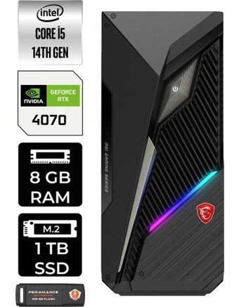 MSI Mag Infinite S3 14NUE51839EUP303 Harici GeForce RTX 4070 Intel Core i5 14400F 8 GB Ram 1 TB SSD Tower Windows 11 Home Masaüstü Oyuncu Bilgisayarı + PER4 BELLEK