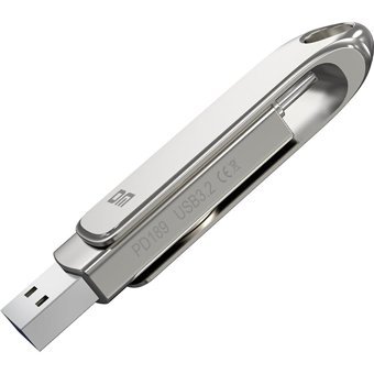 DM PD189 Çift Taraflı USB 3.1 Usb Type-A Type-C 256 GB Flash Bellek Gri
