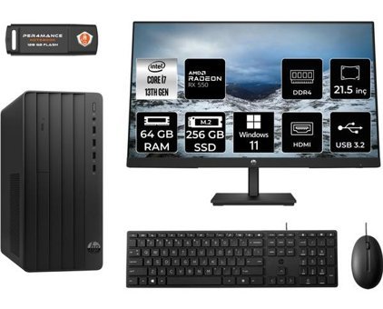 Hp Pro 290 G9 8T2X2ESMNT1446 Harici Radeon RX 550 Intel Core i7 13700 64 GB Ram 256 GB SSD Tower Windows 11 Pro 21.5 inç Monitörlü Masaüstü Oyuncu Bilgisayarı + PER4 BELLEK